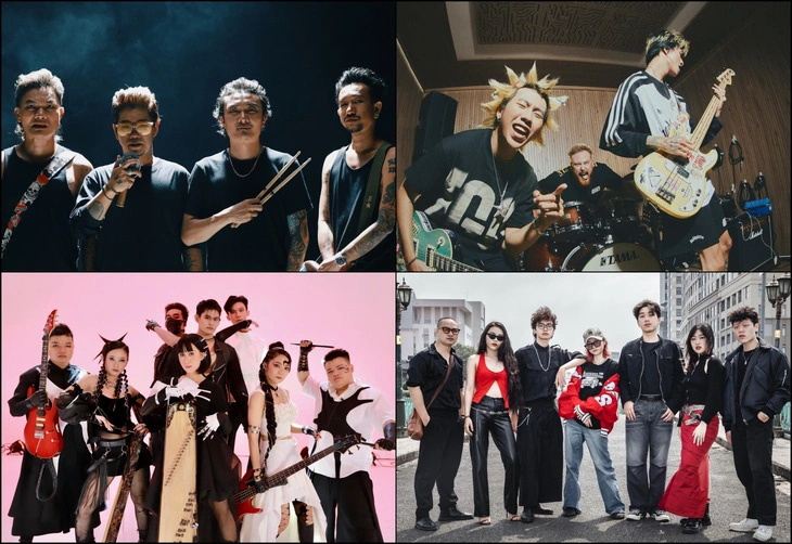 Cháy với rock đến tận đêm khuya- Ảnh 1. Những ban nhạc có mặt tại VNLE Concert - Just Rock Microwave, 7UPPERCUTS, Nam Tộc, Nhân Dạng... - Ảnh: NVCC