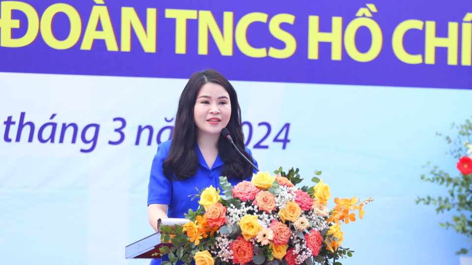 Bí thư Thành đoàn Hà Nội Chu Hồng Minh phát biểu tại chương trình 