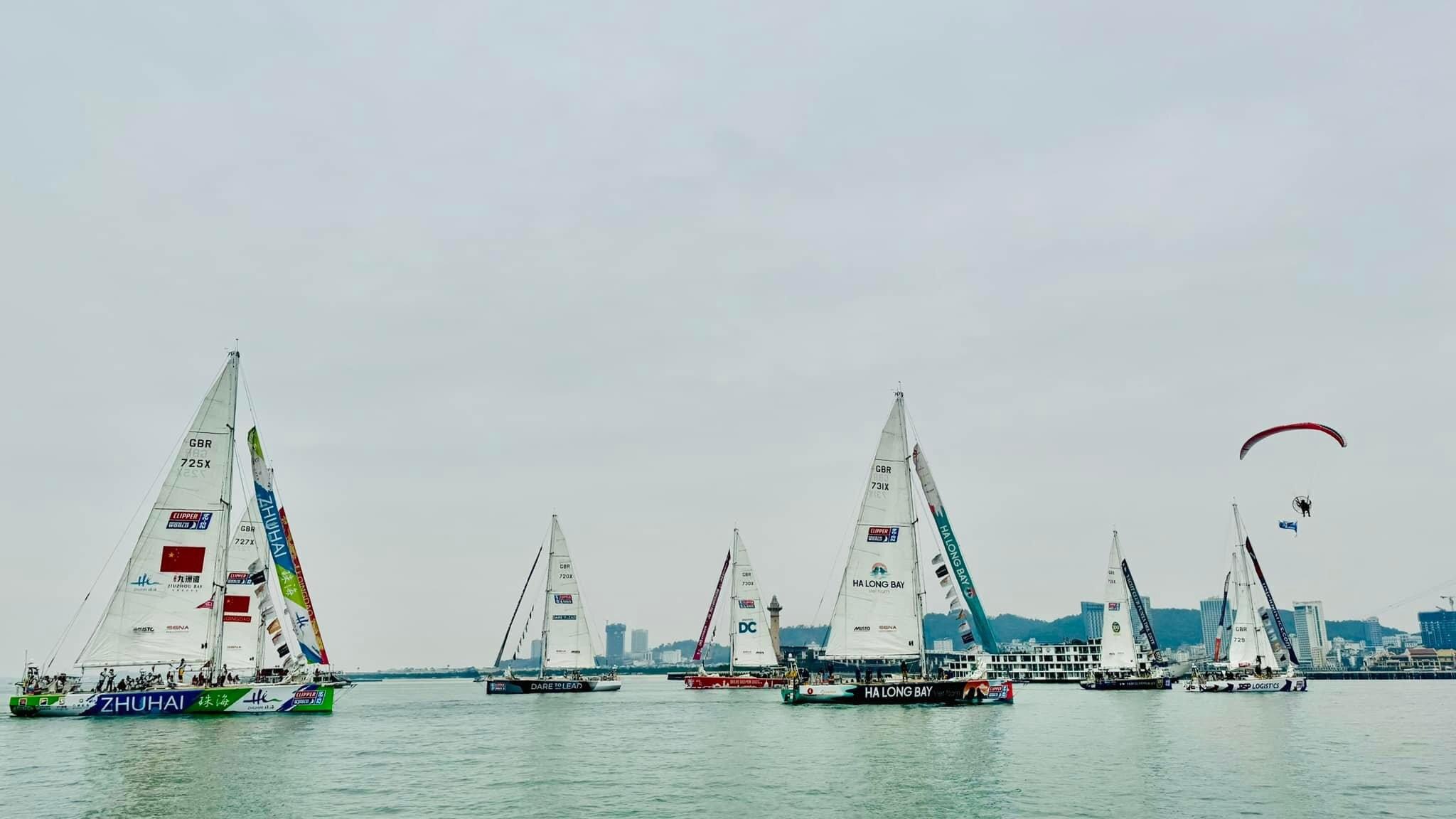Mãn nhãn cảnh đoàn đua thuyền buồm Clipper Race diễu hành quanh vịnh Hạ Long- Ảnh 1.