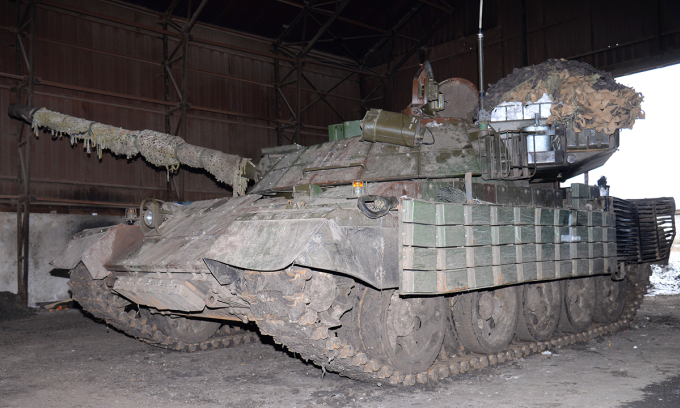 Xe tăng M-55S trong biên chế Lữ đoàn 5 Ukraine trong bức ảnh đăng ngày 7/3. Ảnh: Military Land