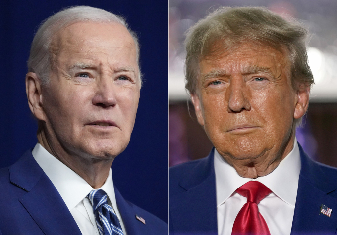 Tổng thống Mỹ Joe Biden (trái) và cựu tổng thống Donald Trump. Ảnh: AP