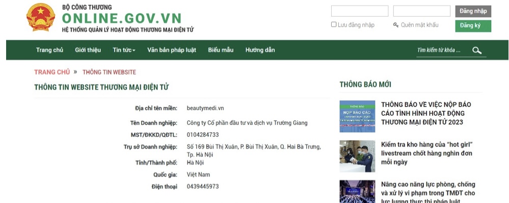 Ảnh chụp Website của Cục Thương mại điện tử và Kinh tế số – Bộ Công Thương.  