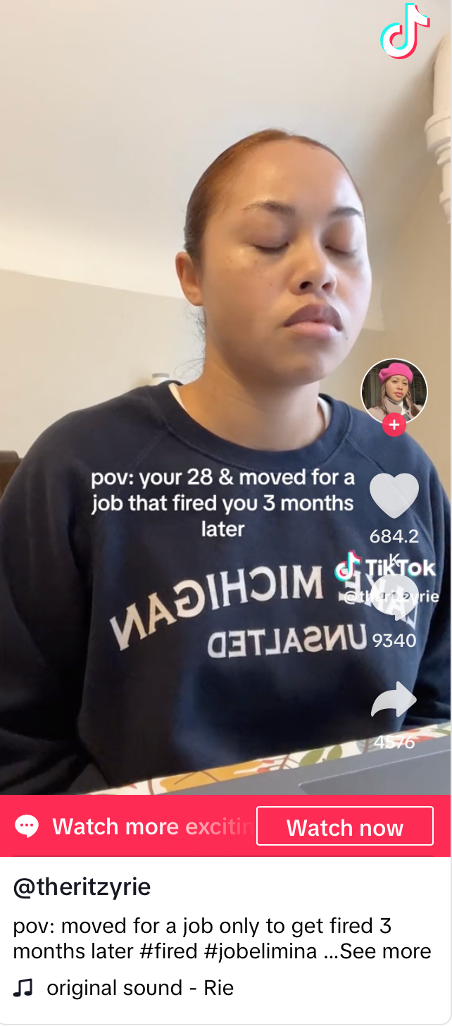 Tranh cãi khi hàng loạt gen Z lén quay phim cảnh bị sa thải- Ảnh 3. Một cô gái chia sẻ video ghi lại cảnh mình bị sa thải trên TikTok - Ảnh: Telegraph