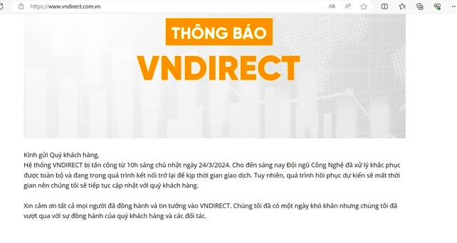 Tài chính - Ngân hàng - VNDIRECT phải báo cáo phương án khắc phục sự cố trước 1/4