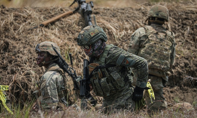 Binh sĩ Mỹ và Philippines tham gia diễn tập  Balikatan tháng 4/2023. Ảnh: US Army
