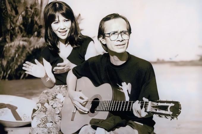 Bà Trịnh Vĩnh Trinh bên nhạc sĩ Trịnh Công Sơn thập niên 1990. Ảnh tư liệu