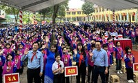 Thiếu nhi tỉnh Bắc Giang hào hứng tham gia ngày hội vui khỏe.