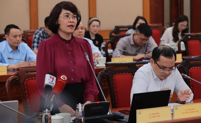 Bà Nguyễn Thị Ngọc Diệp, Vụ trưởng Vụ Pháp chế, Bộ Khoa học và Công nghệ nói về việc sửa đổi Luật khoa học công nghệ. Ảnh: TTTT