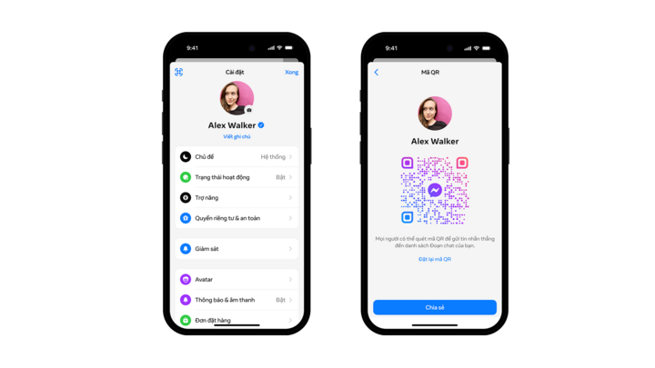 Tính năng tạo mã QR cá nhân trên Messenger.