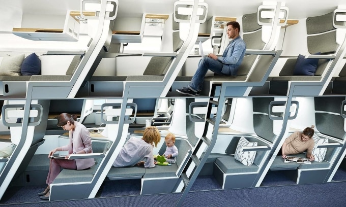 Không gian ghế ngủ đủ rộng cho trẻ em và người lớn nằm cạnh nhau. Ảnh: Zephyr Aerospace