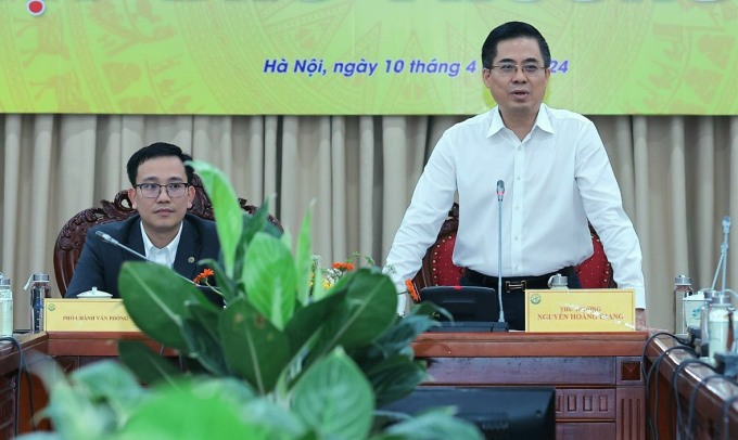 Thứ trưởng Khoa học và Công nghệ Nguyễn Hoàng Giang phát biểu tại cuộc họp báo. Ảnh:TTTT
