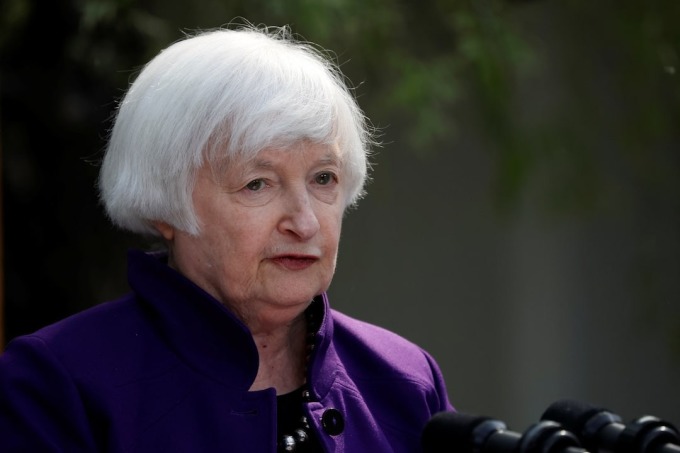 Bộ trưởng Tài chính Mỹ Janet Yellen trong một cuộc họp báo tháng 4/2024. Ảnh: Reuters