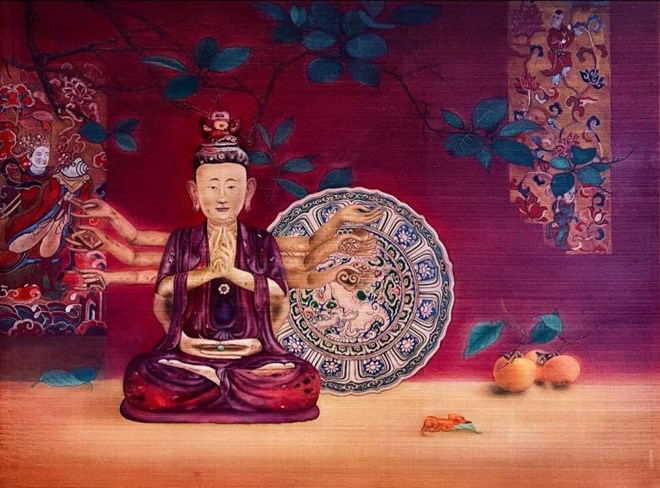 Цвета соединяют традиционные источники в картинах пяти вьетнамских художников.