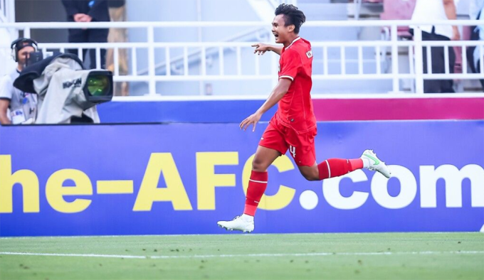 Trung vệ Komang ghi bàn duy nhất giúp Indonesia đánh bại Australia 1-0 ngày 18/4. Ảnh: AFC