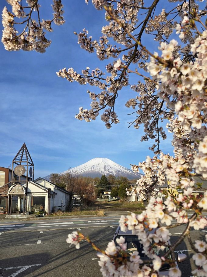Núi Phú Sĩ nhìn từ Minamitsuru, huyện nông thôn nằm ở phía đông nam tỉnh Yamanashi, Nhật Bản hôm 20/4. Ảnh: Đinh Gia Bảo