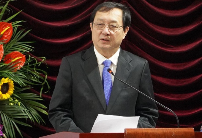 Minister of Science and Technology Huynh Thanh Dat spoke at the Doctoral Degree Awarding Ceremony of the Academy of Science, Technology and Innovation. Photo: Manh Cuong