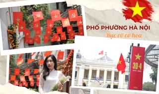 Las calles de Hanoi se adornan con banderas y flores con motivo del 30 de abril.