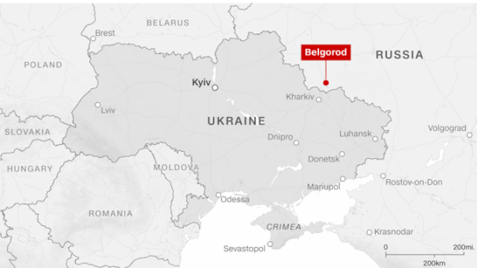 Vị trí Belgorod và Krasnodar ở Nga. Đồ họa: CNN