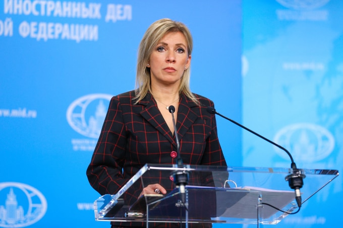 Người phát ngôn Bộ Ngoại giao Nga Maria Zakharova trong buổi họp báo ở Moskva hồi tháng 12/2021. Ảnh: AFP