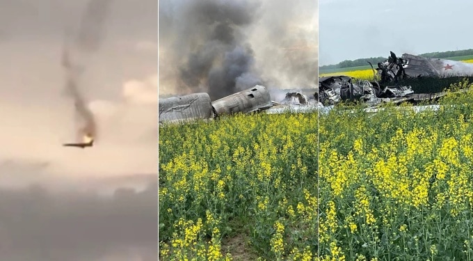 Oanh tạc cơ Tu-22M3 của Nga rơi ở tỉnh Stavropol vào ngày 19/4. Ảnh: Ukrinform