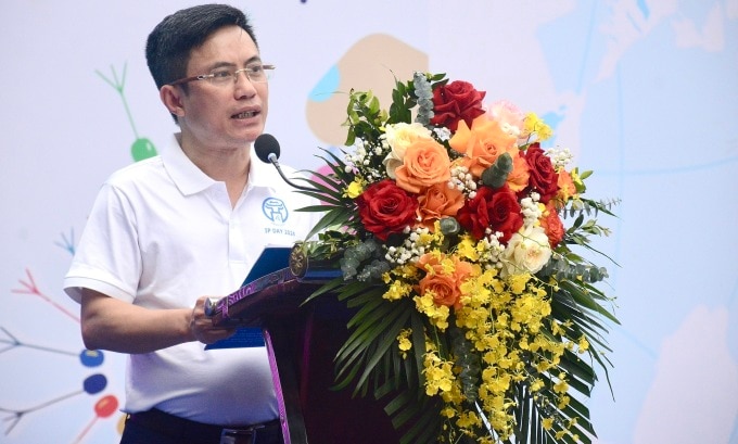 Phó Cục trưởng Cục Sở hữu trí tuệ Lê Huy Anh phát biểu tại sự kiện sáng 26/4.
