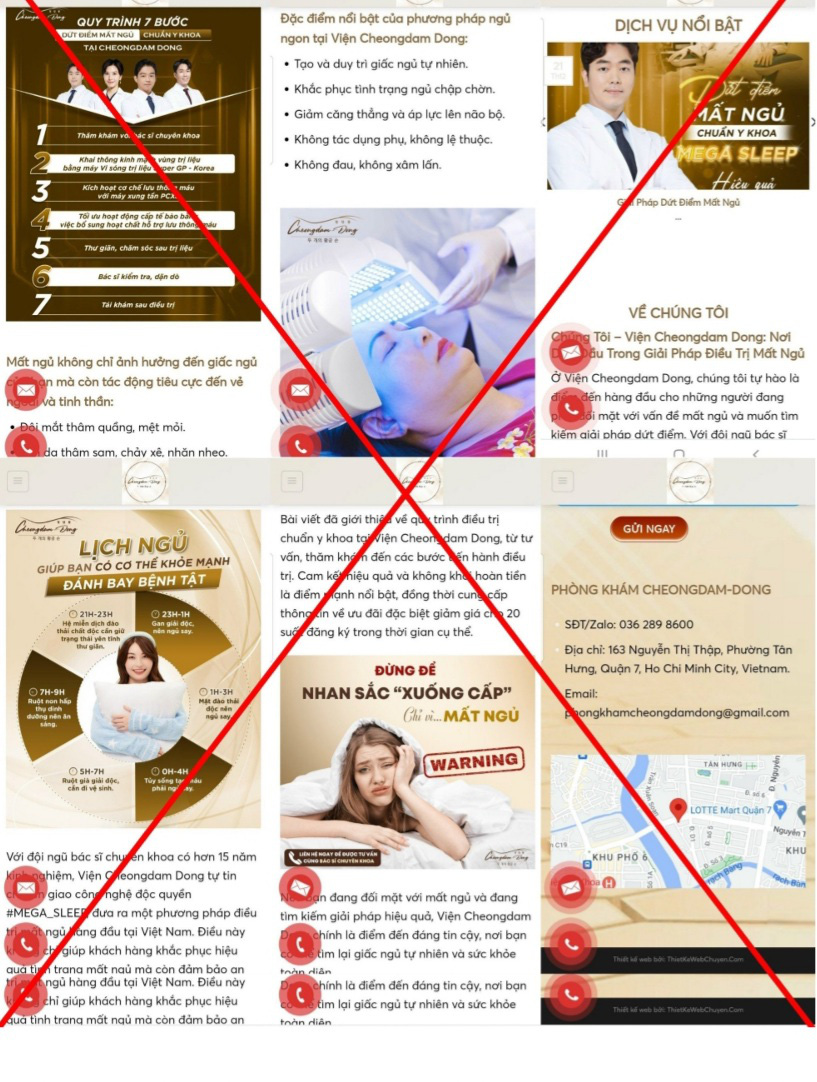 Xử lý ‘Viện phục hồi giãn tĩnh mạch Top 1 châu Âu” hoạt động trái phép ở quận 7- Ảnh 1. Nội dung quảng cáo về Phòng khám Cheongdam - Dong và Viện Cheongdam Dong giúp "đánh bay bệnh tật" - Ảnh: SYT cung cấp