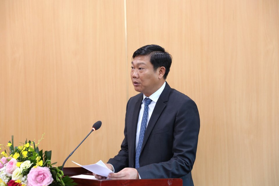 Trưởng ban Dân vận Thành ủy Đỗ Anh Tuấn phát biểu tại buổi lễ. 