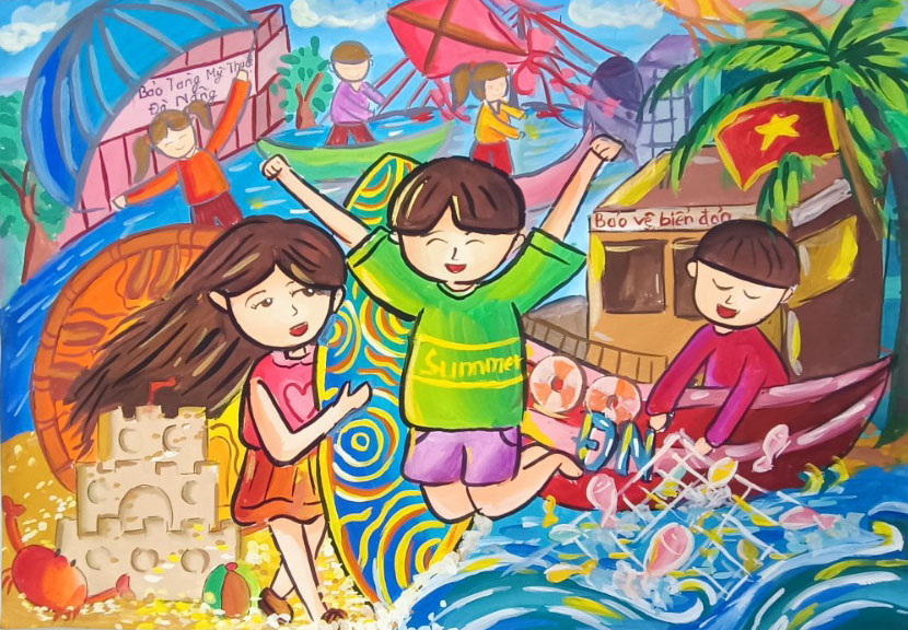Đặc sắc cuộc thi sáng tác và triển lãm tranh thiếu nhi với chủ đề “Sắc hè Đà Nẵng” - Ảnh 10. Đặc sắc cuộc thi sáng tác và triển lãm tranh thiếu nhi với chủ đề “Sắc hè Đà Nẵng” - Ảnh 10.