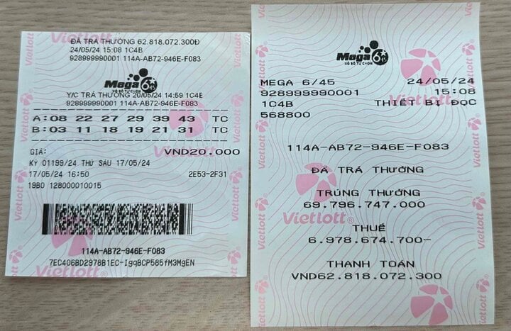 Tấm vé may mắn của anh D. (Ảnh: Đ.V)