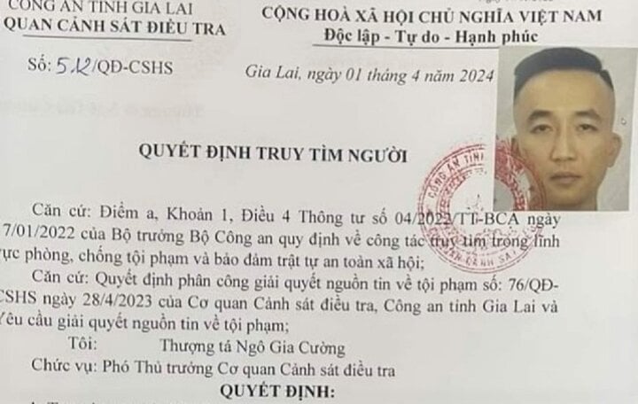 Đầu tháng 4, Cơ quan CSĐT Công an tỉnh Gia Lai ra quyết định truy tìm Phạm Ngọc Hùng. (Ảnh: Công an Gia Lai)