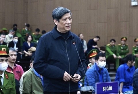 Cưu bộ trưởng Bộ Y tế Nguyễn Thanh Long trong phiên tòa sơ thẩm - Ảnh: PHƯƠNG NAM