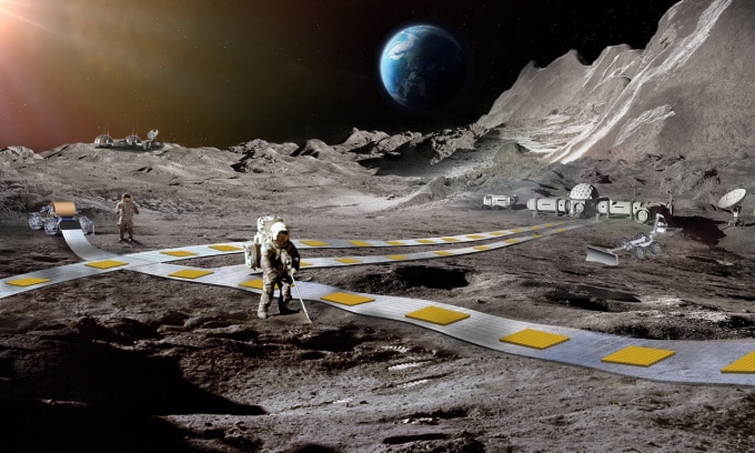 Các robot từ tính không cần cấp điện sẽ di chuyển theo hệ thống đường ray trên Mặt Trăng. Ảnh: Ethan Schaler/NASA