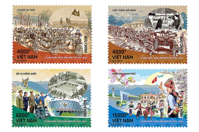 Kể chuyện 70 năm Chiến thắng Điện Biên Phủ qua bộ tem bưu chính - Ảnh 1. Kể chuyện 70 năm Chiến thắng Điện Biên Phủ qua bộ tem bưu chính - Ảnh 1.