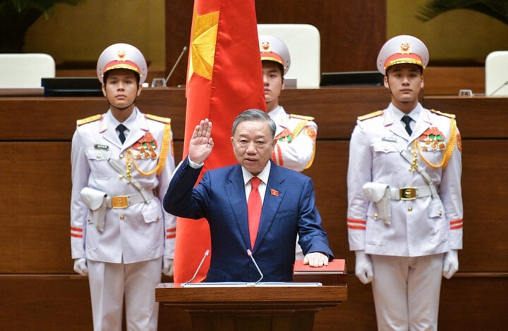 Đại tướng Tô Lâm tuyên thệ nhậm chức Chủ tịch nước. (Ảnh: VGP)