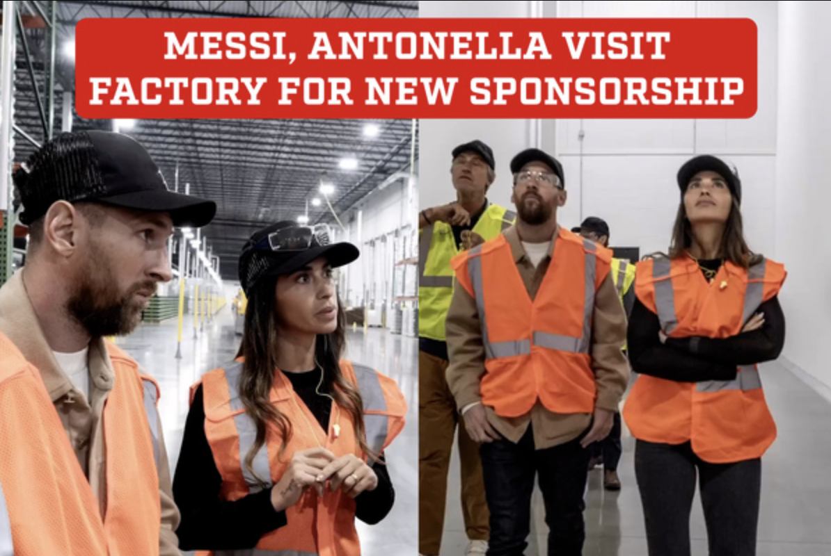 Messi và vợ sắp ra mắt loại nước uống gì, gây sốt ở Mỹ?- Ảnh 1. Messi và vợ đến thăm một nhà máy sản xuất loại đồ uống mới sắp ra mắt, do họ đầu tư và là chủ sở hữu