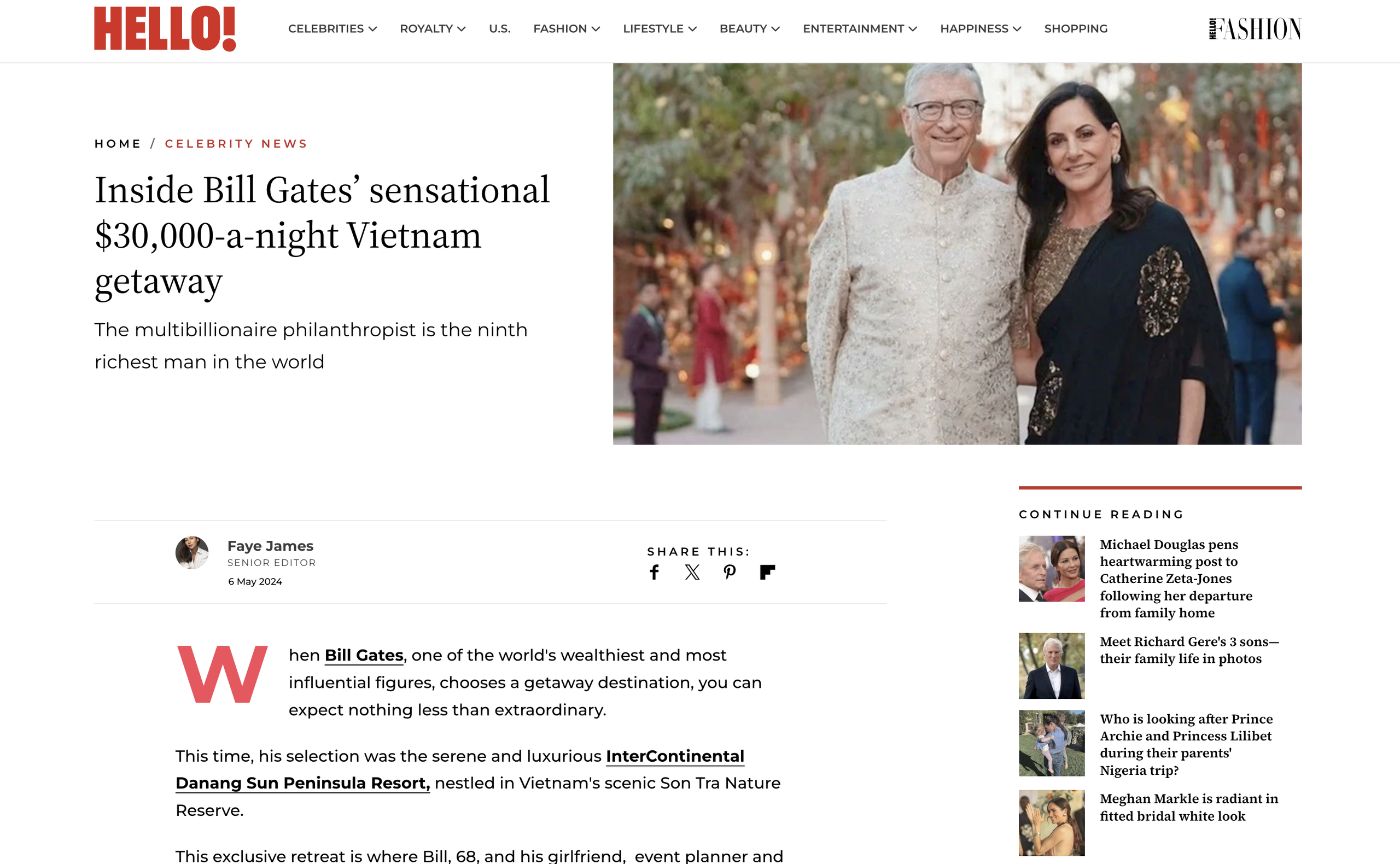 Tạp chí Hello! 'soi' khu nghỉ dưỡng được Bill Gates chọn khi bí mật tới Việt Nam- Ảnh 2. Khu nghỉ dưỡng InterContinental Danang Sun Peninsula nhận nhiều lời khen từ tạp chí uy tín quốc tế Hello!