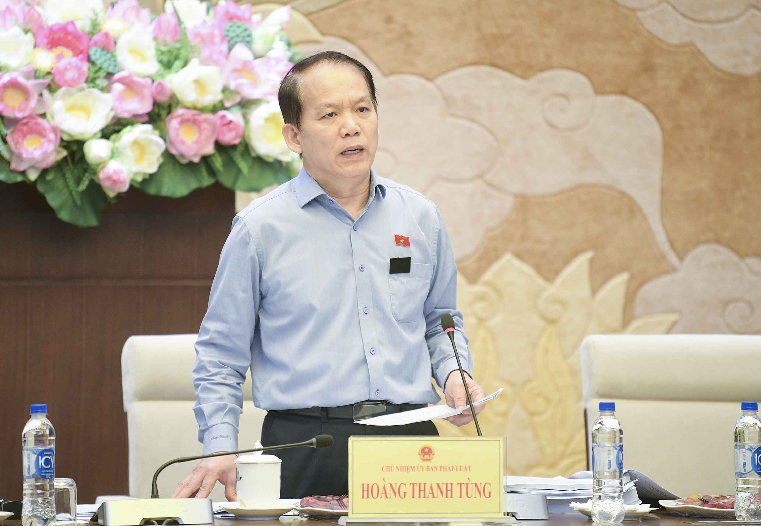 Chủ nhiệm Ủy ban Pháp luật Hoàng Thanh Tùng phát biểu
