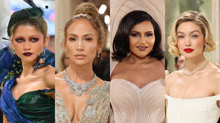 Từ trái sang: Zendaya, Jennifer Lopez, Mindy Kaling và Gigi Hadid tại thảm đỏ Met Gala 2024 - Ảnh: The Hollywood Reporter