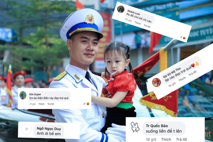 Cư dân mạng bình luận hài hước trong bức ảnh của chiến sĩ công an và Cư dân mạng bình luận hài hước trong bức ảnh của chiến sĩ và "em bé Điện Biên"