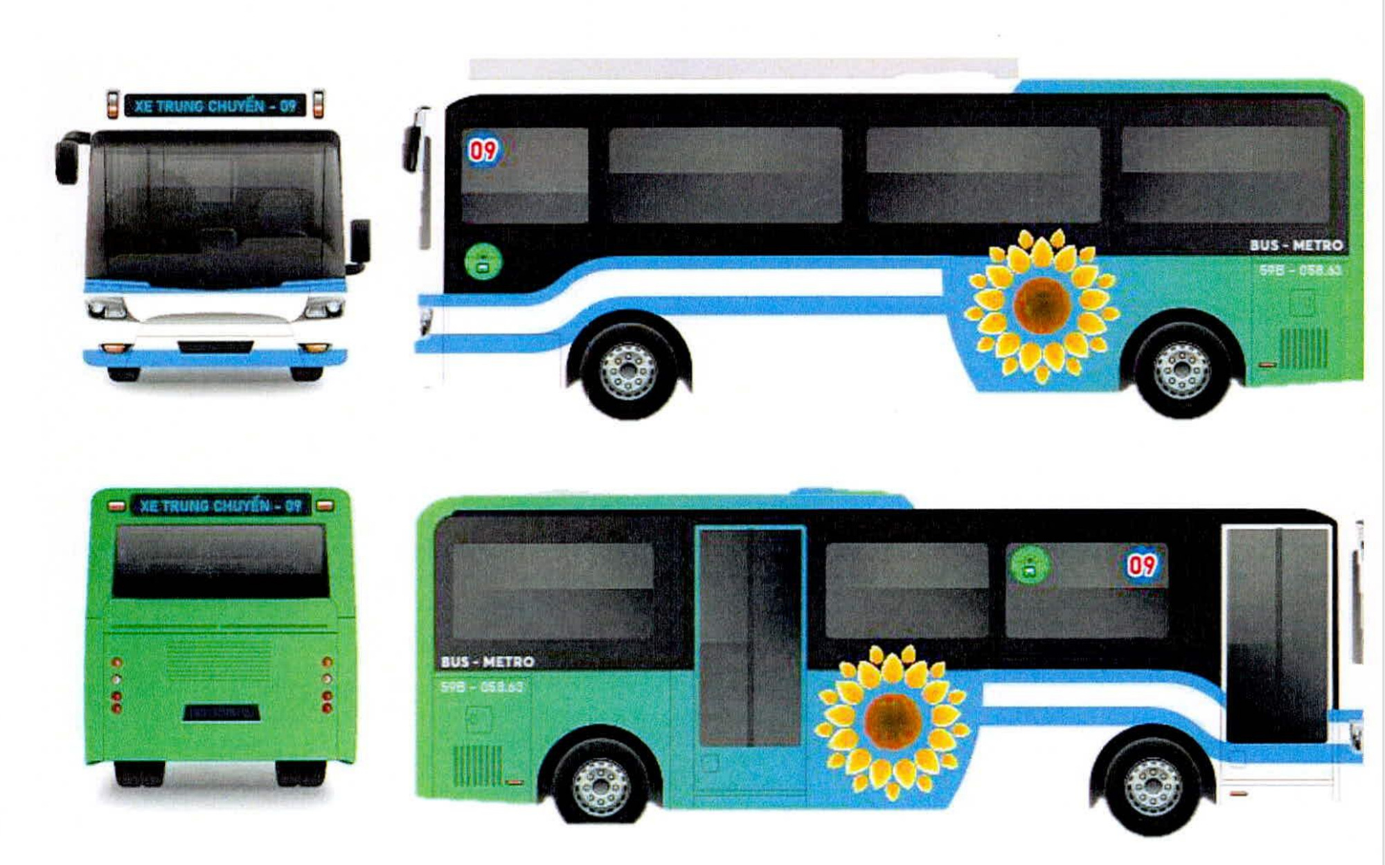 Chọn 'mẫu áo' riêng cho các tuyến buýt kết nối metro số 1 TP.HCM- Ảnh 3. Phương án nhận diện số 3 - Ảnh: Trung tâm Quản lý giao thông công cộng TP.HCM