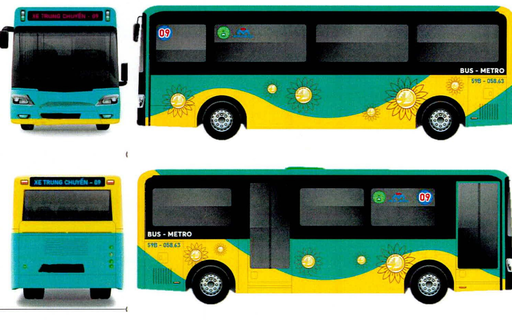 Chọn 'mẫu áo' riêng cho các tuyến buýt kết nối metro số 1 TP.HCM- Ảnh 4. Phương án nhận diện số 4 - Ảnh: Trung tâm Quản lý giao thông công cộng TP.HCM