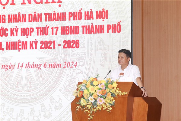 Trưởng ban Tổ chức Thành ủy Hà Nội Vũ Đức Bảo phát biểu chỉ đạo và tiếp thu ý kiến cử tri.