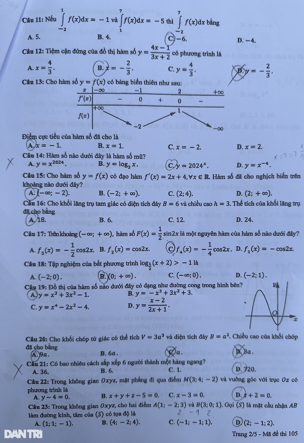 Chi tiết đề thi môn toán tốt nghiệp THPT năm 2024 - 7 Chi tiết đề thi môn toán tốt nghiệp THPT năm 2024 - 7