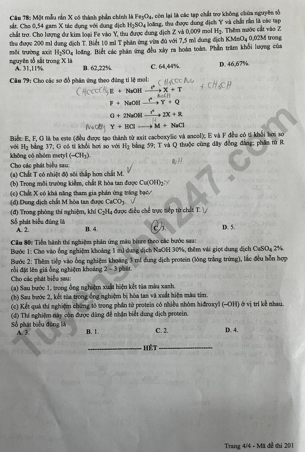 Cập nhật đề thi vật lý, hóa học, sinh học kỳ thi tốt nghiệp THPT - 4 Cập nhật đề thi vật lý, hóa học, sinh học kỳ thi tốt nghiệp THPT - 4