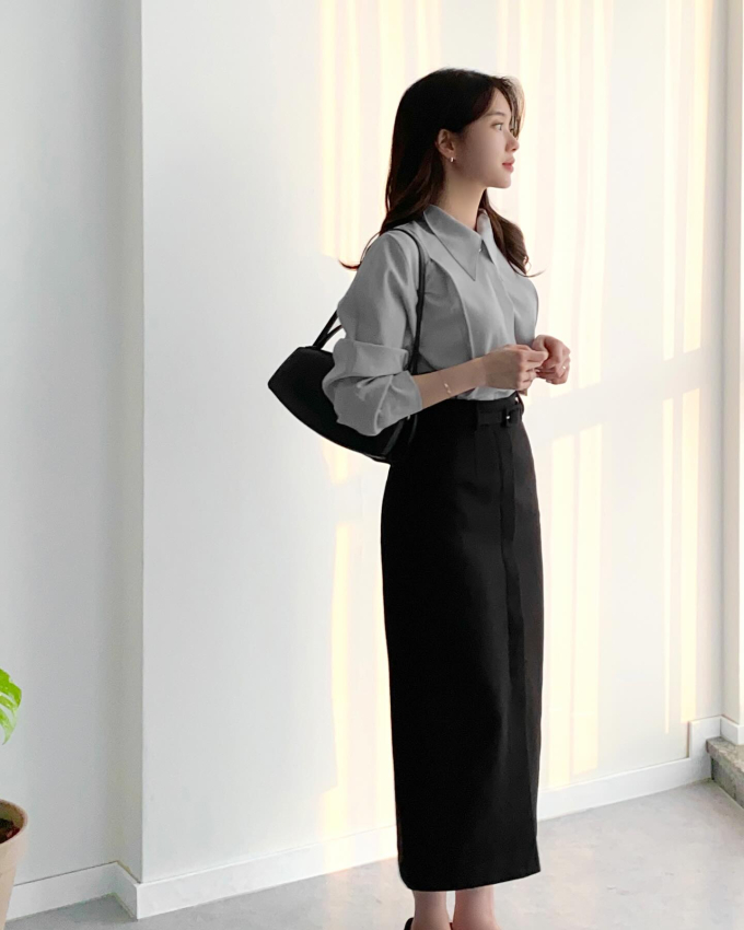 10 cách kết hợp áo sơ mi với chân váy thanh lịch, tôn dáng - Ảnh 10. 10 cách kết hợp áo sơ mi với chân váy thanh lịch, tôn dáng - Ảnh 10.