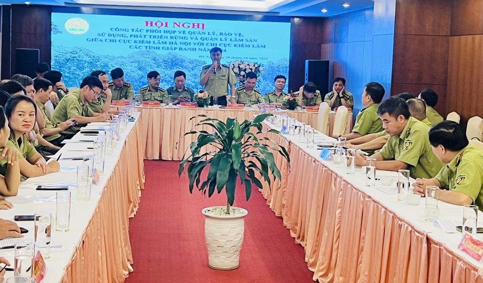 Chi cục trưởng Chi cục Kiểm lâm Hà Nội Trần Quang Vinh phát biểu kết luận hội nghị. Ảnh: Ánh Ngọc