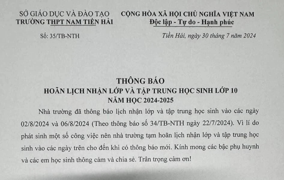 Vụ lùm xùm điểm thi ở Thái Bình: Một số trường hoãn nhận học sinh vào 10- Ảnh 2. Vụ lùm xùm điểm thi ở Thái Bình: Một số trường hoãn nhận học sinh vào 10- Ảnh 2.