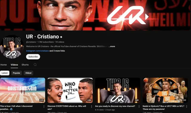 Ronaldo gây sốt khi mở kênh YouTube mới, lập kỷ lục chưa từng có trong lịch sử- Ảnh 1. Ronaldo gây sốt khi mở kênh YouTube mới, lập kỷ lục chưa từng có trong lịch sử- Ảnh 1.