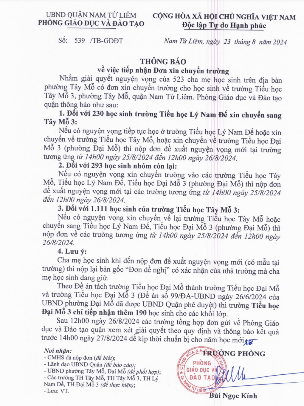 Thông báo mới về vụ việc tại Trường Tiểu học Tây Mỗ 3 - 1 Thông báo mới về vụ việc tại Trường Tiểu học Tây Mỗ 3 - 1