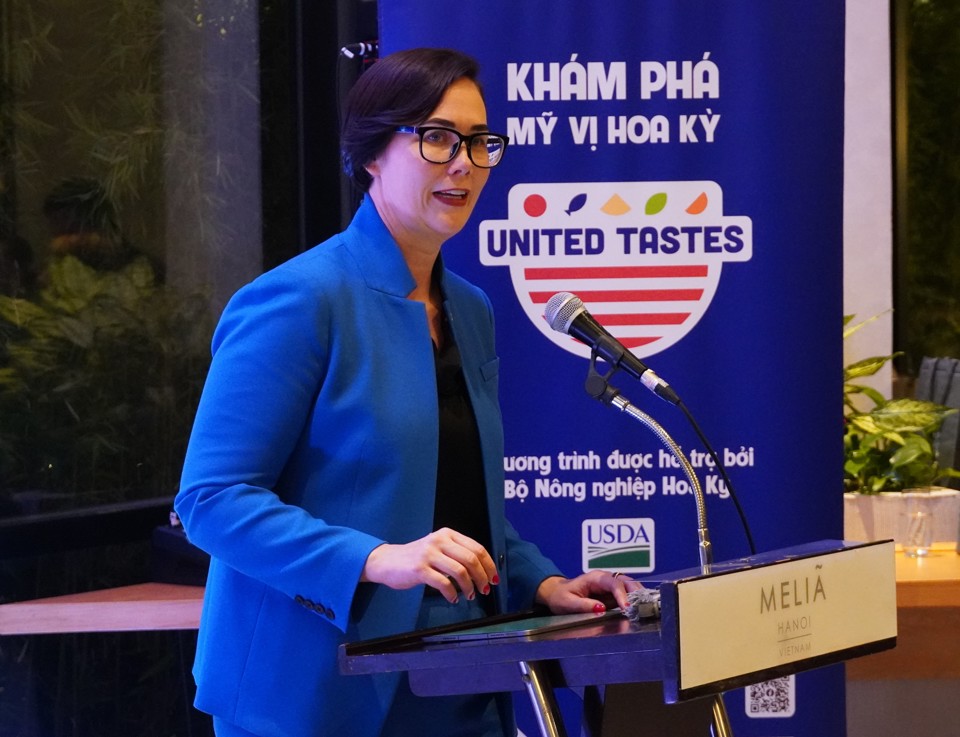 Thứ trưởng nông nghiệp Mỹ Alexis M.Taylor phát biểu tại sự kiện “Tiệc nướng mỹ vị Hoa Kỳ”. Ảnh: Việt Anh